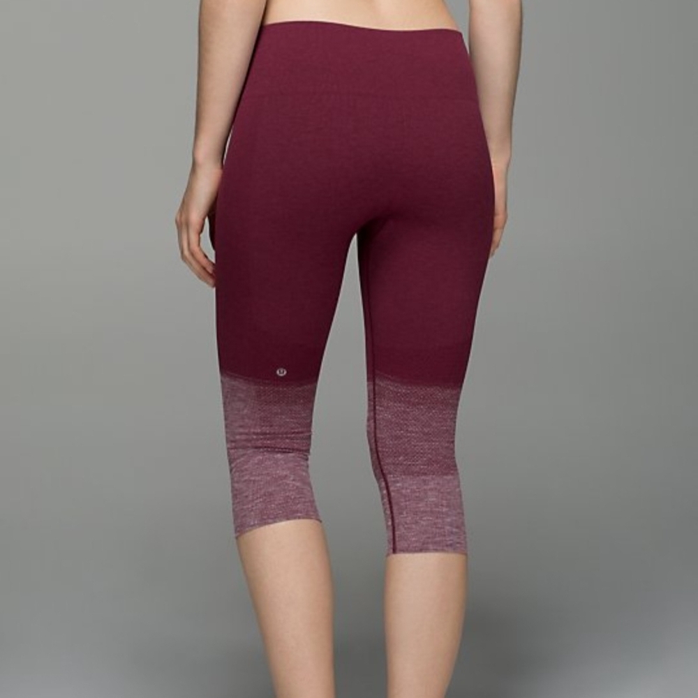Lululemon Burgundy Ombre Cropped Leggings Capri Womens Size 4